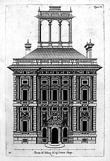 Image d'une façade d'un palais génois (édition de 1622)