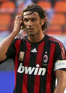 Paolo Maldini, capitaine du club de football italien du Milan AC
