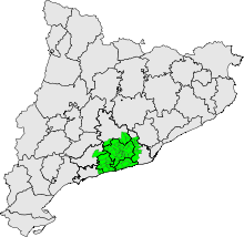 Carte montrant la situation du Penedès sur la côte catalane