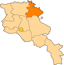 Situation de la région en Arménie.
