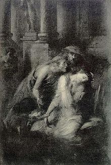 Livilla sous-alimentée refuse de se nourrir, dessin de André Castaigne, 1911