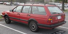 red station wagon