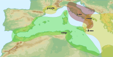 Plan de la Méditerranée en 279, à l'époque de l'expansion maximale de l'empire de Carthage