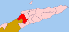 Localisation du district de Bobonaro (en rouge) à l'intérieur du Timor oriental