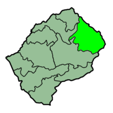 Localisation du district de Mokhotlong (en vert clair) à l'intérieur du Lesotho