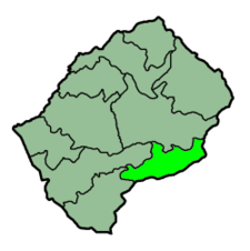 Localisation du district de Qacha's Nek (en vert clair) à l'intérieur du Lesotho