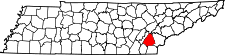 Map of Tennessee highlighting McMinn County.svg
