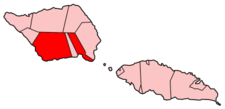 Localisation du district de Palauli (en rouge) à l'intérieur des Samoa