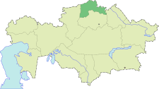 Localisation de l'oblys du Kazakhstan septentrional (en rouge) à l'intérieur du Kazakhstan