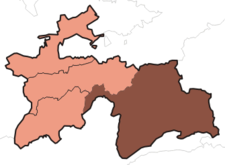 Localisation de la province autonome de Gorno-Badakhshan (en rouge) à l'intérieur du Tadjikistan
