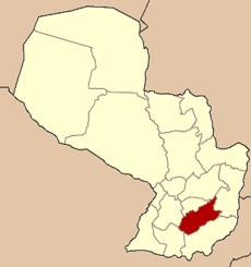 Localisation du département de Caazapá sur la carte du Paraguay