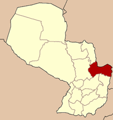 Localisation du département de Canindeyú sur la carte du Paraguay