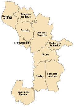 Carte de la communauté d'agglomération de Nevers