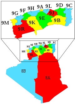 Carte des départements français d'Algérie à l'indépendance