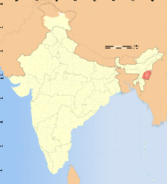 Localisation du Manipur (en rouge) en Inde.