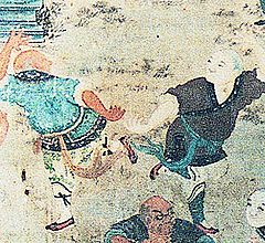Ancienne peinture murale dans le monastère Shaolin.