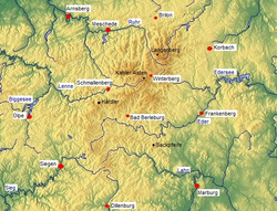Carte topographique du Rothaargebirge.