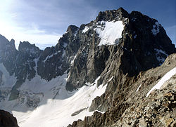 Vue de l'Ailefroide avec le glacier Noir en bas.