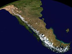 Image composite satellite de la partie méridionale des Andes