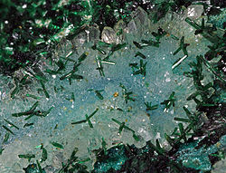 Atacamite sur quartz - Copiapo Chili