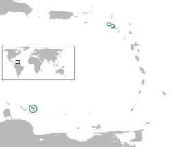 Carte de localisation des Pays-Bas caribéens.