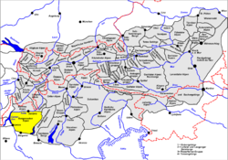 Carte de localisation des Alpes bergamasques.