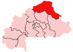 Situation de la région (en rouge) à l'intérieur du Burkina Faso