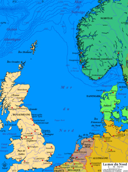 Carte de la mer du Nord.