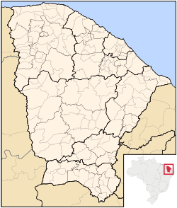 Carte de l'État du Ceará (en rouge) à l'intérieur du Brésil