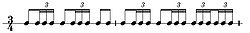 Répétées cent-soixante-neuf fois par la caisse claire (soit 4 056 battements), ces deux mesures d’ostinato donnent au Boléro de Ravel son rythme uniforme et invariable.
