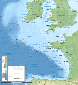 Carte bathymétrique de la mer Celtique et de ses abords.