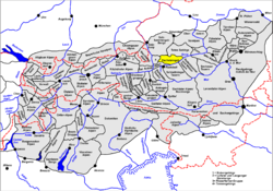 Carte de localisation du massif du Dachstein.