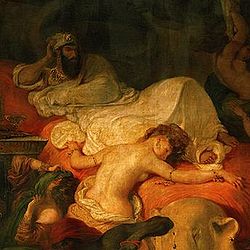 La mort de Sardanapale par Eugène Delacroix, 1827, détail