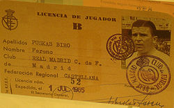 Ferenc Puskas player licence.jpg