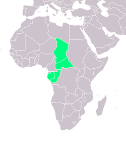 Carte mettant en évidence l'Afrique-Équatoriale française (en vert) en Afrique.