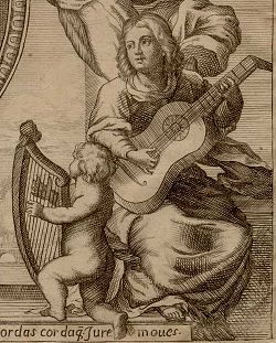 Un détail de la page de dédicace de l'ouvrage Instrucciòn de Mùsica pourrait représenter le compositeur.