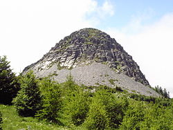 Vue du mont Gerbier de Jonc en venant de Saint-Martial au nord-est.