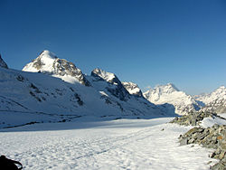 Vue de la partie médiane du glacier d'Otemma.