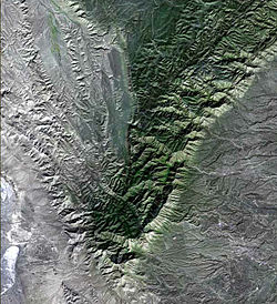 Image satellite des montagnes Guadalupe.