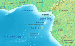 Carte du golfe de Guinée avec les golfes du Bénin et du Biafra