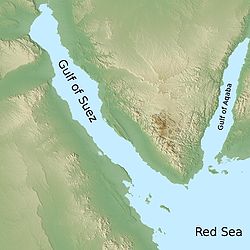 Carte du golfe d'Aqaba et du golfe de Suez.