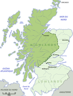 Carte des Highlands (en vert foncé).