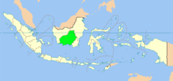 Carte de l'Indonésie mettant en évidence la province de Kalimantan central (en vert clair)