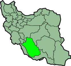 Carte montrant la position de la province de Fars
