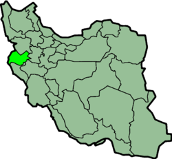 Carte montrant la position de la province de Kermanshah