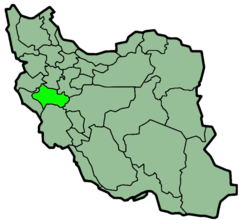 Carte montrant la position de la province du Lorestan