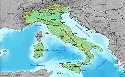 Carte de localisation des Apennins.