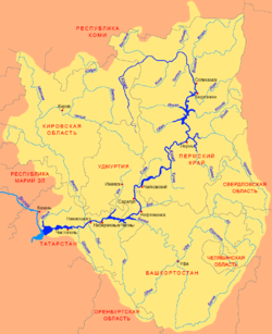 Carte du bassin de la Kama.