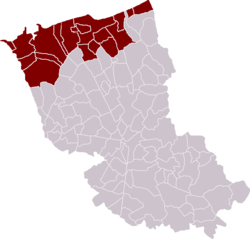 Carte de la communauté urbaine de Dunkerque