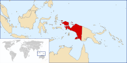 Carte de localisation de la Nouvelle-Guinée néerlandaise.